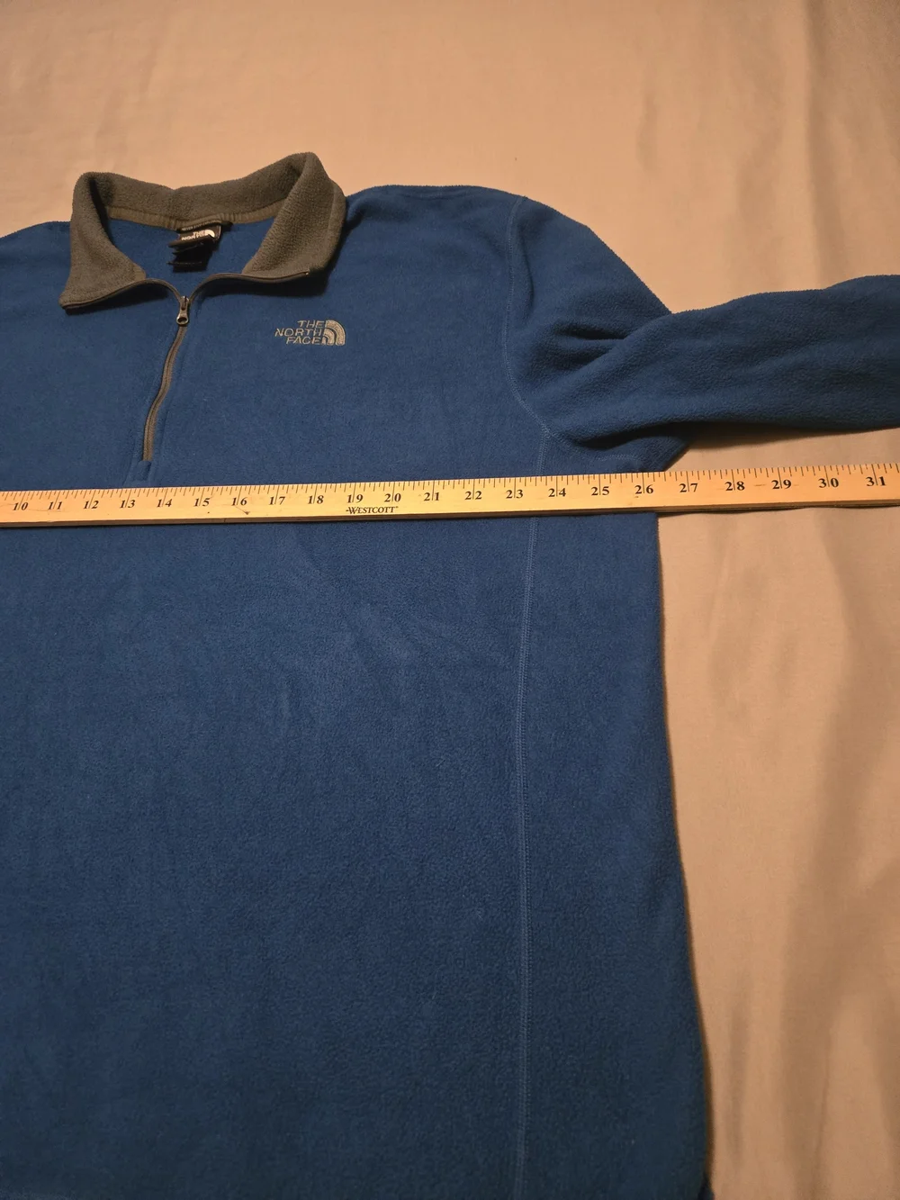 The North Face Mens Fleece Pullover Quarter Zip Blue W/ Gray Collar XXL